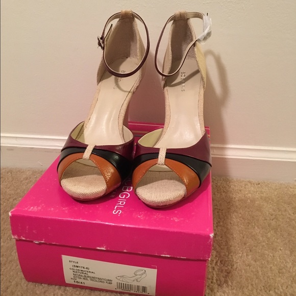 BCBGirls tri-colored kitten heels/wedges - 10