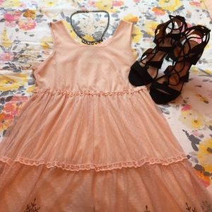 Gorgeous blush pink lace dress w/ black detailing