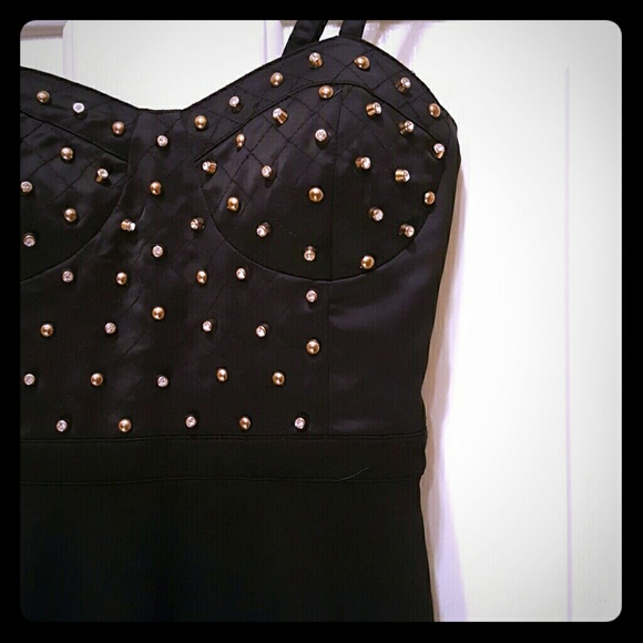 Black studded fit n' flare dress sz med