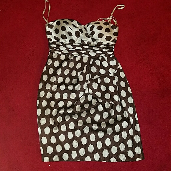 Max and Cleo cream and brown cocktail dress