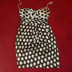 Max and Cleo cream and brown cocktail dress