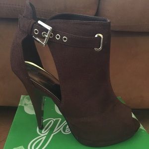 Brown heel booties
