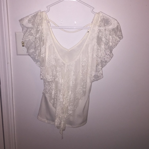 forever 21 cream/white lace top