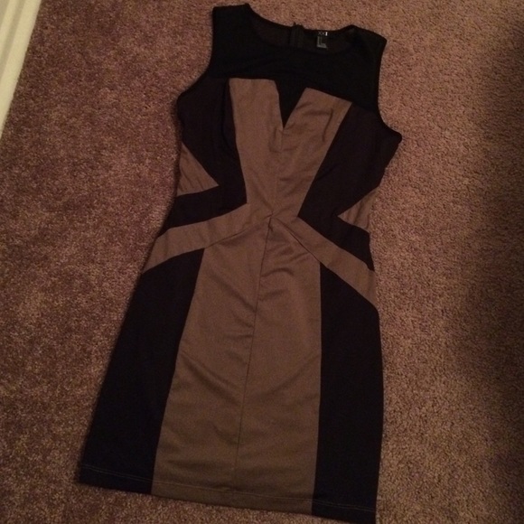 Beige and black dress