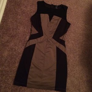 Beige and black dress