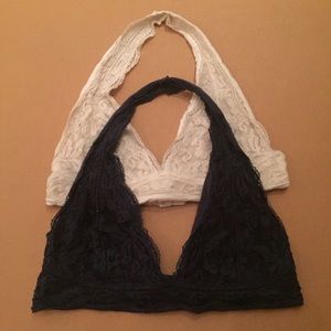 Navy blue and white halter bralettes bundle