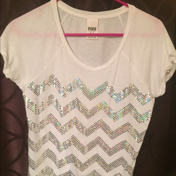 Victoria's Secret White XS Bling Tee - Picture 1 of 1