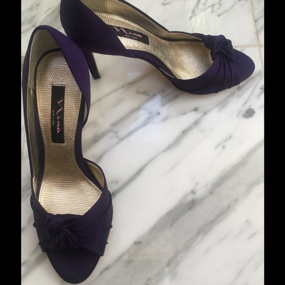 NINA ,ROYAL PURPLE SATIN HEELS