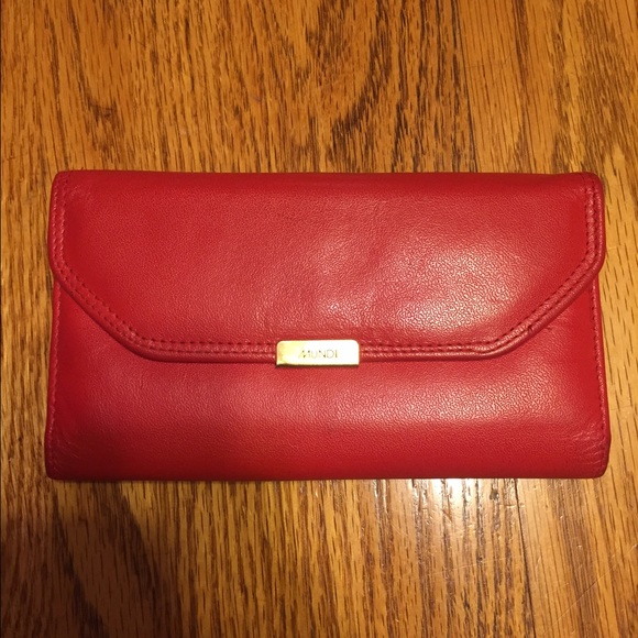 Mundi red leather wallet