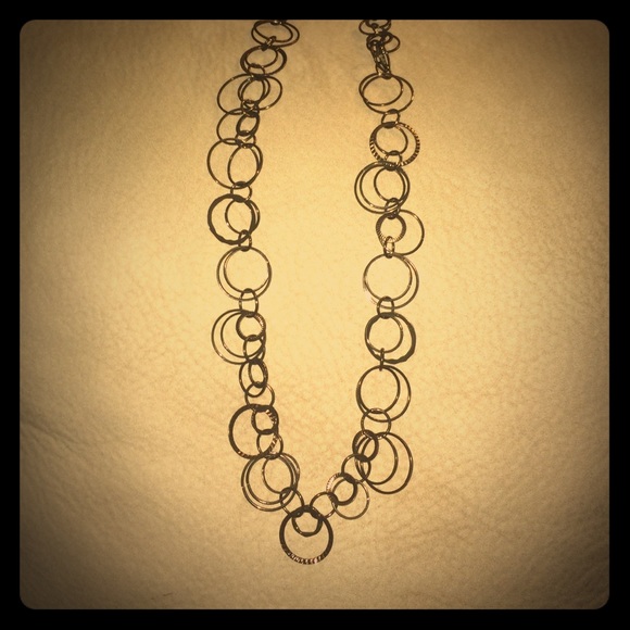 22" circle link brass necklace