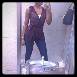 Banana Republic Maroon Drape Wrap Blouse