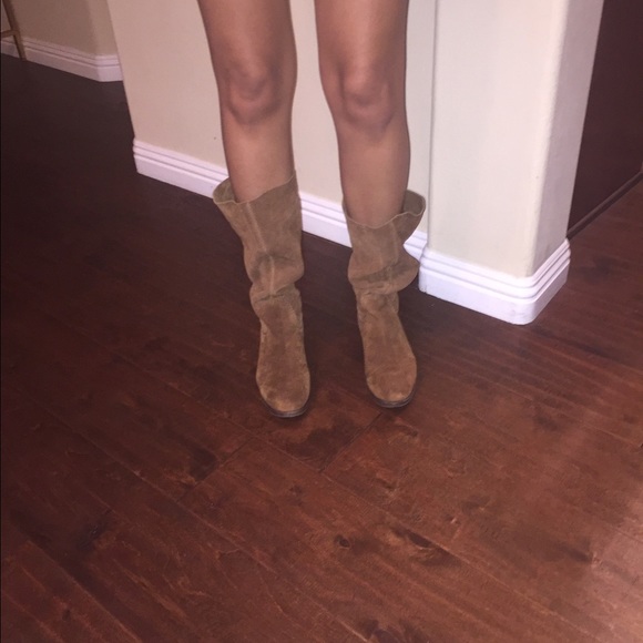 Brown suede boots