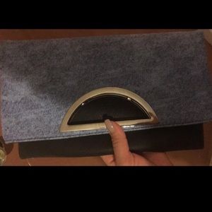 Fashionable clutch! Denim w/ black