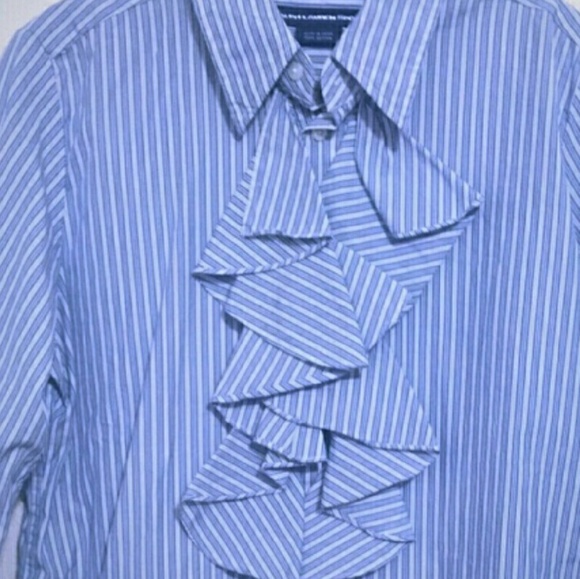 Long sleeve ruffled Ralph Lauren Polo dress shirt