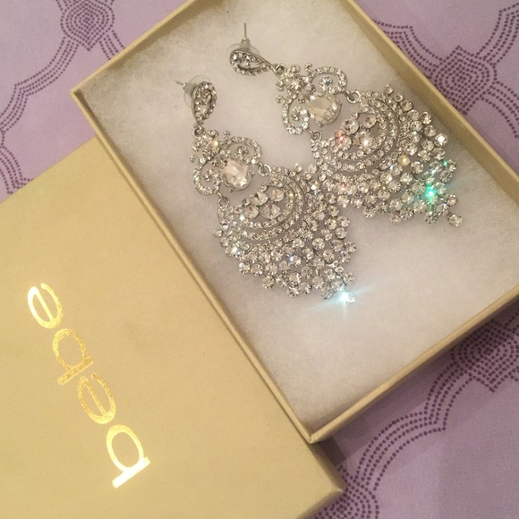 Big shiny bright Bebe rhinestones earrings