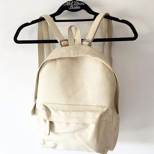 Cream faux leather backpack