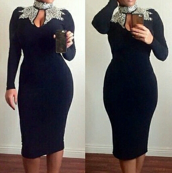 Dresses & Skirts - Classy Blue Silver Sequins Midi