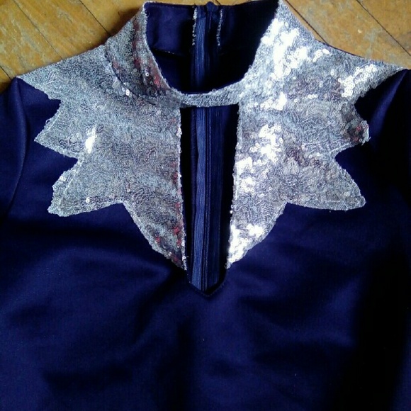 Classy Blue Silver Sequins Midi - Picture 2 of 3