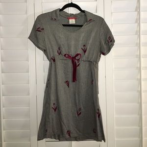 Houndstooth and velvet flocked tulip mini dress