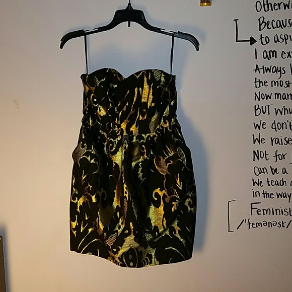 Black and Gold H&M Strapless Dress