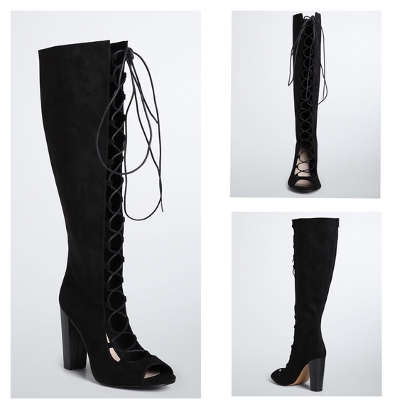 Torrid Lace Up Cut Out Boots -NEW-