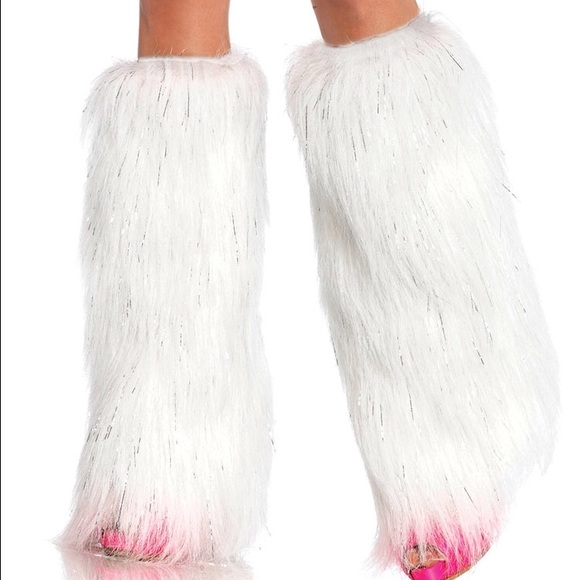 White fuzzy gogo leg warmers - Picture 1 of 2