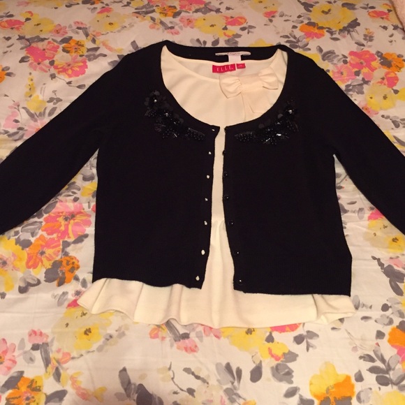 Black Beaded Cardigan Sweater--Candie's