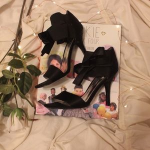 Black Bow Ankle Strap Heel