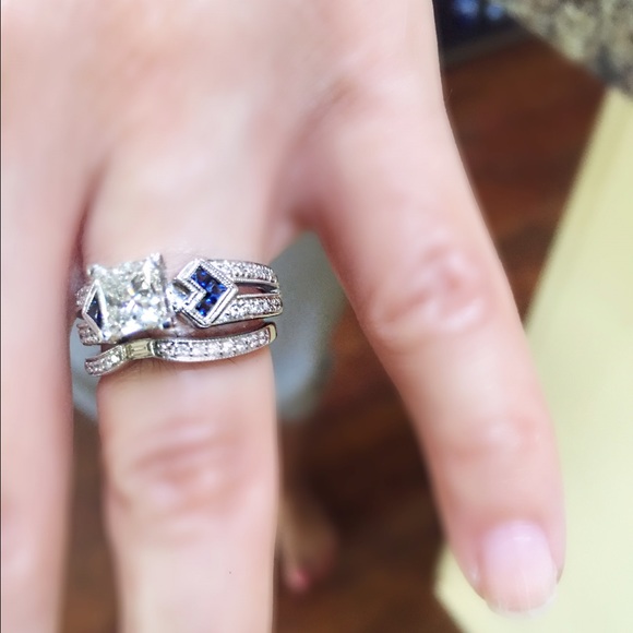 Diamond & Sapphire Wedding & engagement ring set