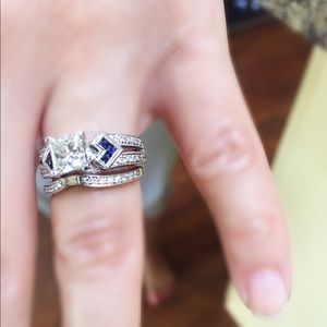 Diamond & Sapphire Wedding & engagement ring set