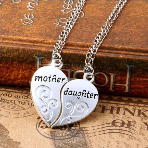 Mother and daughter pendants with chains