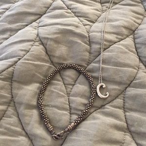 BUNDLE! "C" necklace and cute bracelet.