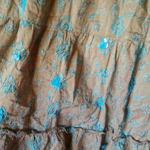 Metro 7 tiered boho gypsy maxi Brown and aqua M