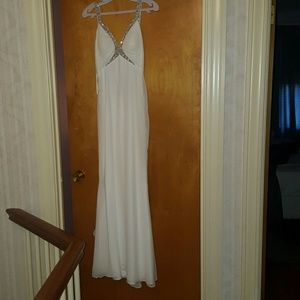 White delicate with a pop of silver gown