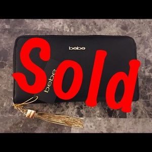 SOLD! NWT Bebe Black & Gold Emilia Wallet