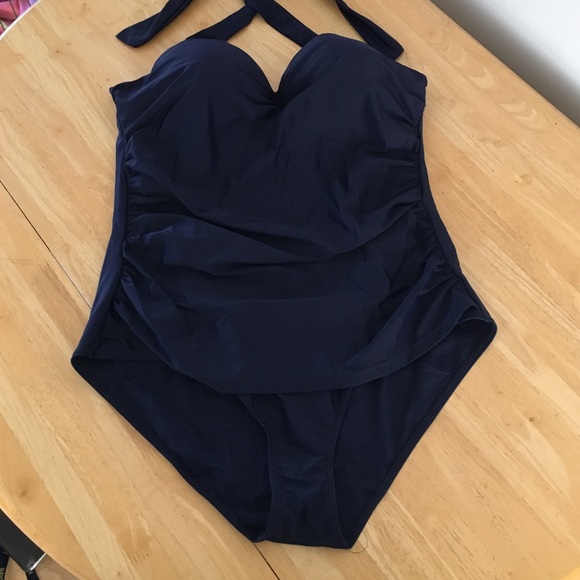 Navy blue shape wear one piece swimsuit