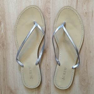 J Crew metallic silver leather Capri flip flop, 9