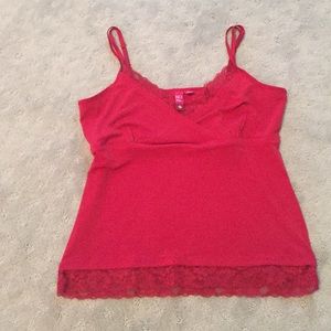 Lipstick red lace edge cami