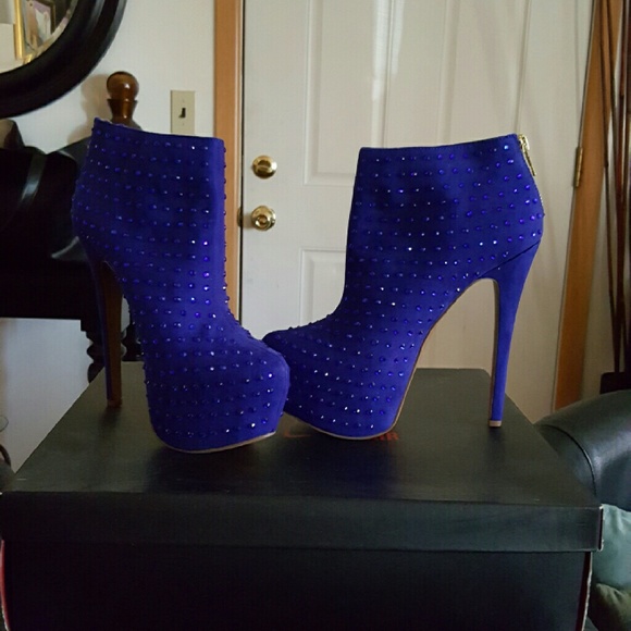 Platform Sequin Booties  (cobalt blue)