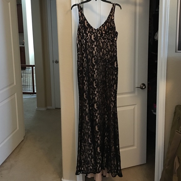 BCBGeneration Black lace dress with train