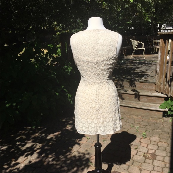 Off-white embroidered mini dress with mesh - Picture 2 of 3