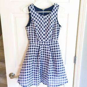 Navy blue gingham dress