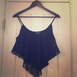 Black mesh tank top - crop top
