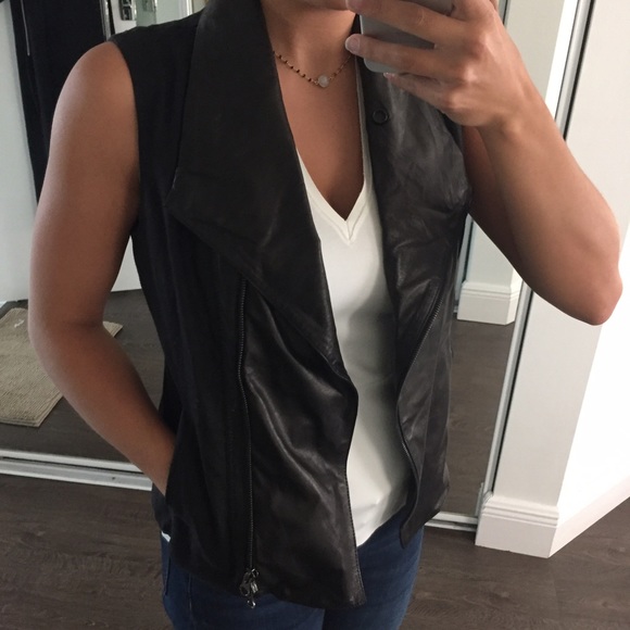 VINCE Jean & leather vest jacket