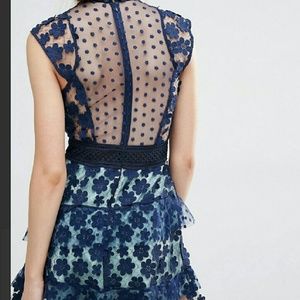 Self Portrait navy mini lace dress worn 1x