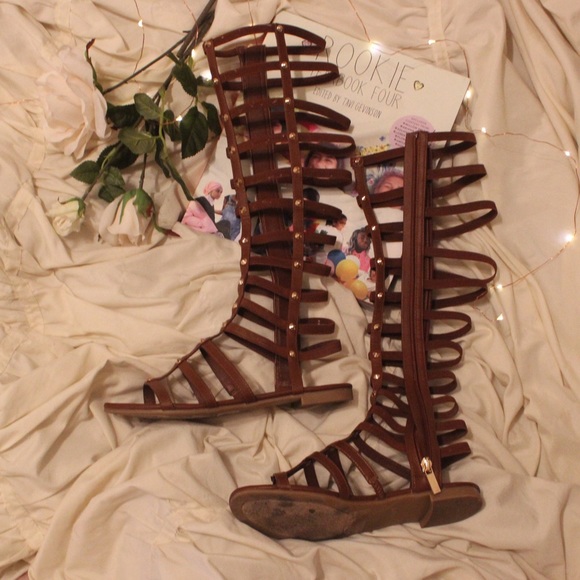 Chestnut Tall Strappy Gladiator Sandals