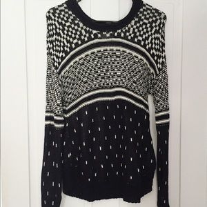 Black and White Patterned Knit Sweater