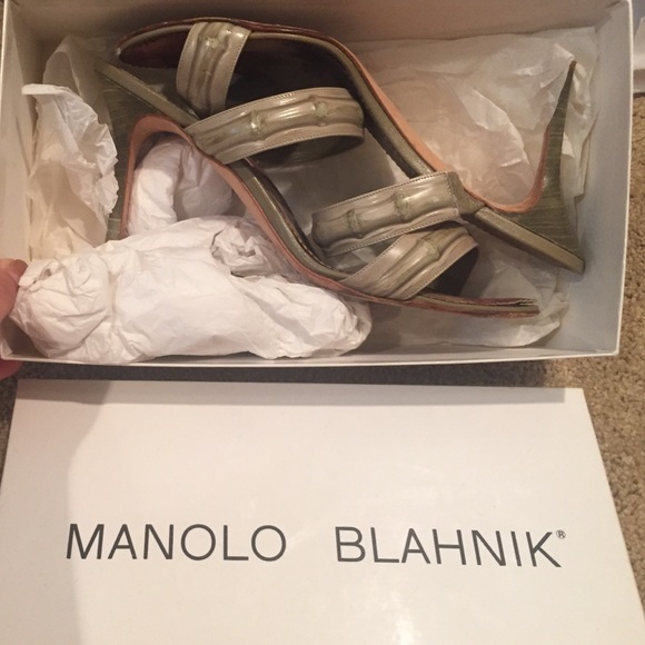 Vintage Green Bamboo Manolo Blahnik Shoes Size 41