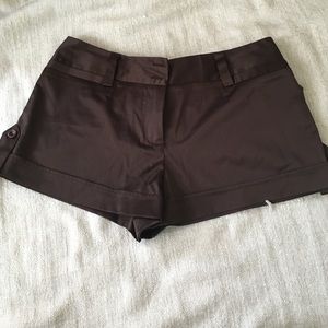 Brown satin dress shorts