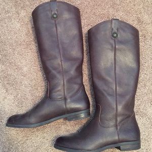 Brown leather riding boots